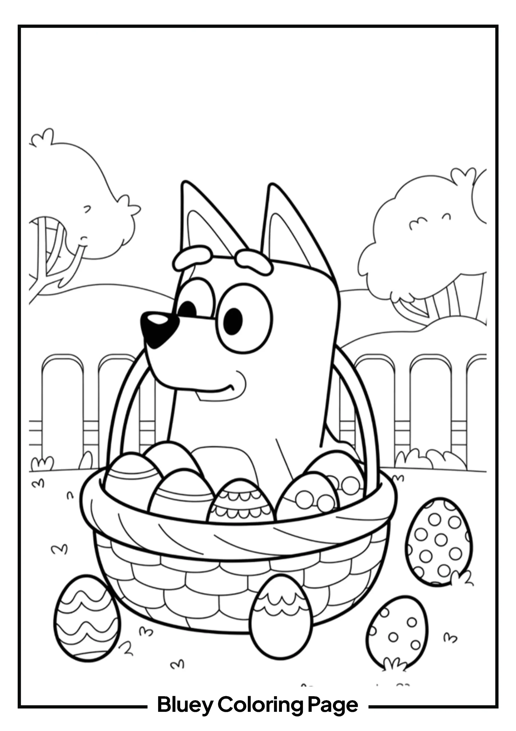 Bluey Hatching From the Easter Egg coloring sheet