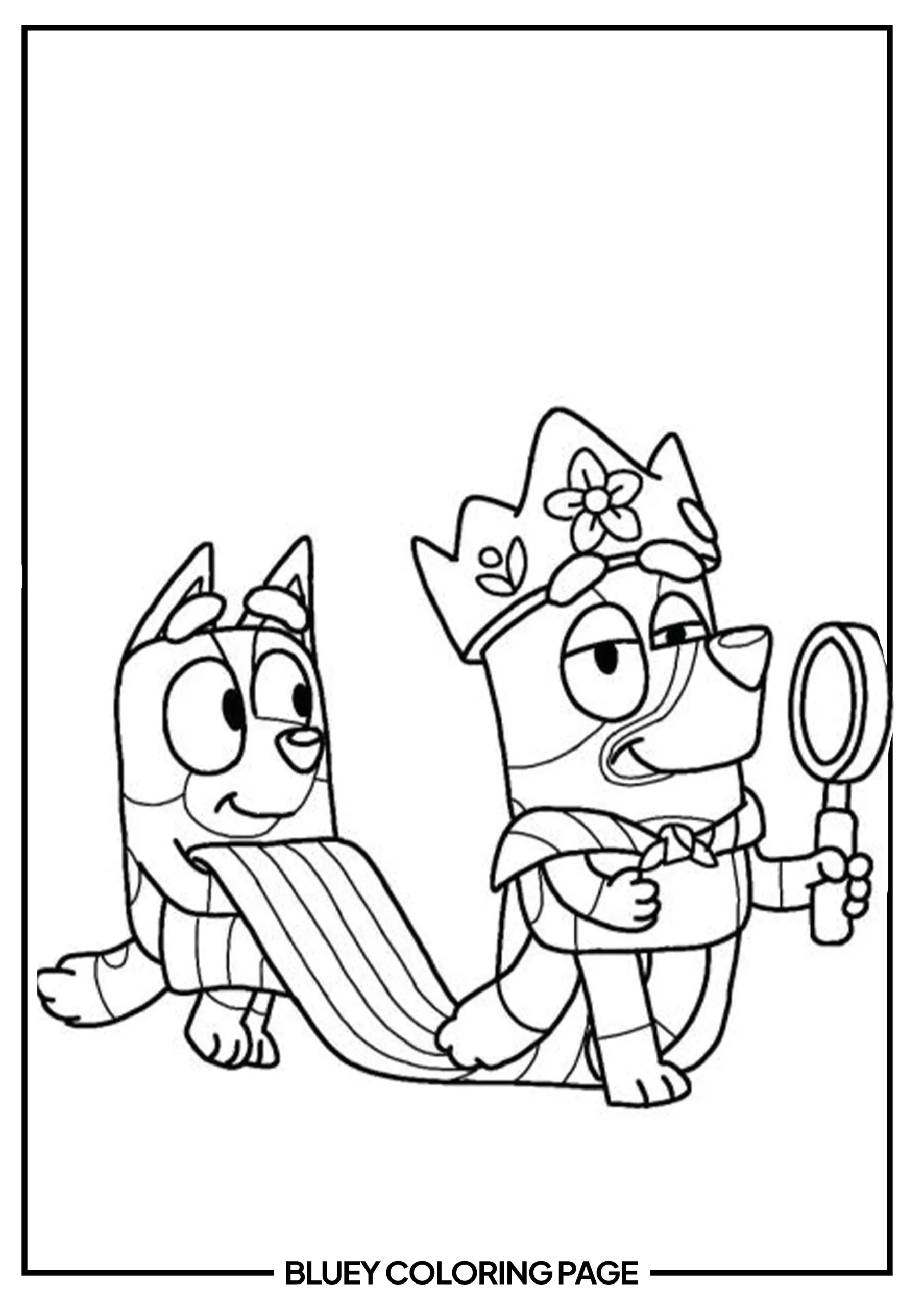 Bluey & Bingo are Dressed Up For Imaginative Games coloring page