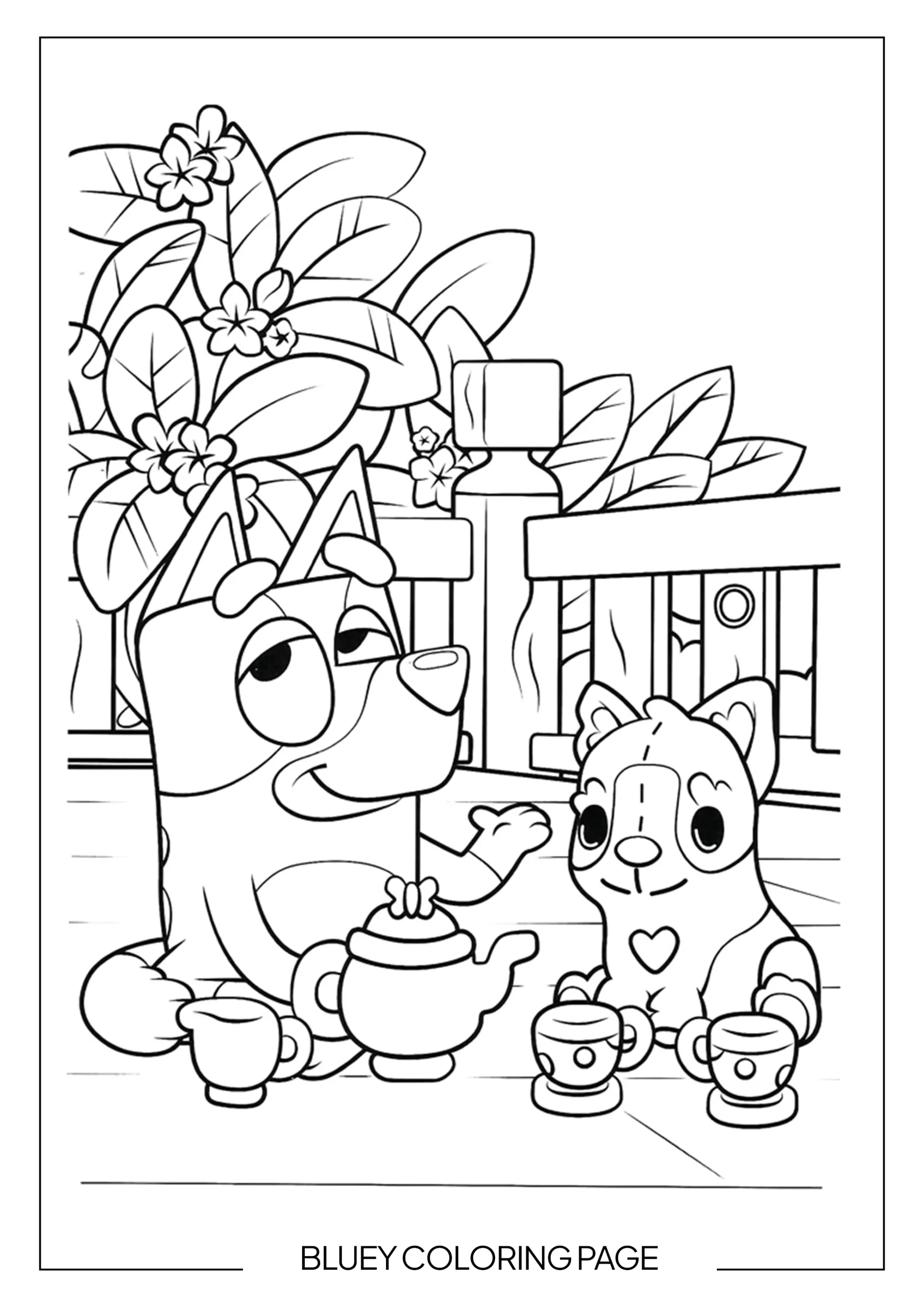Bluey Having Some Fun With Squeaky Toy coloring page printable