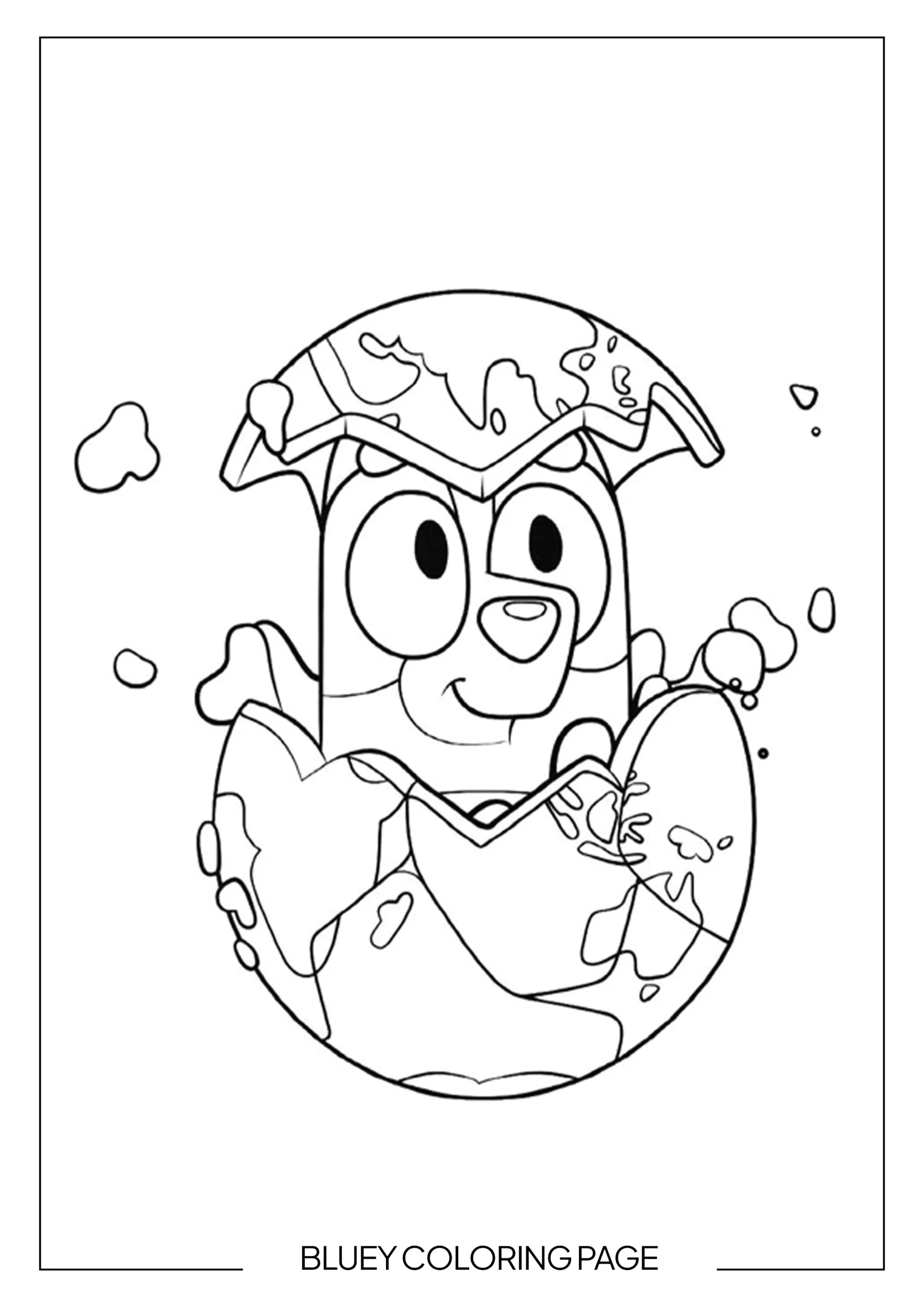 Free Coloring page of Bluey Hatching From a Decorative Egg