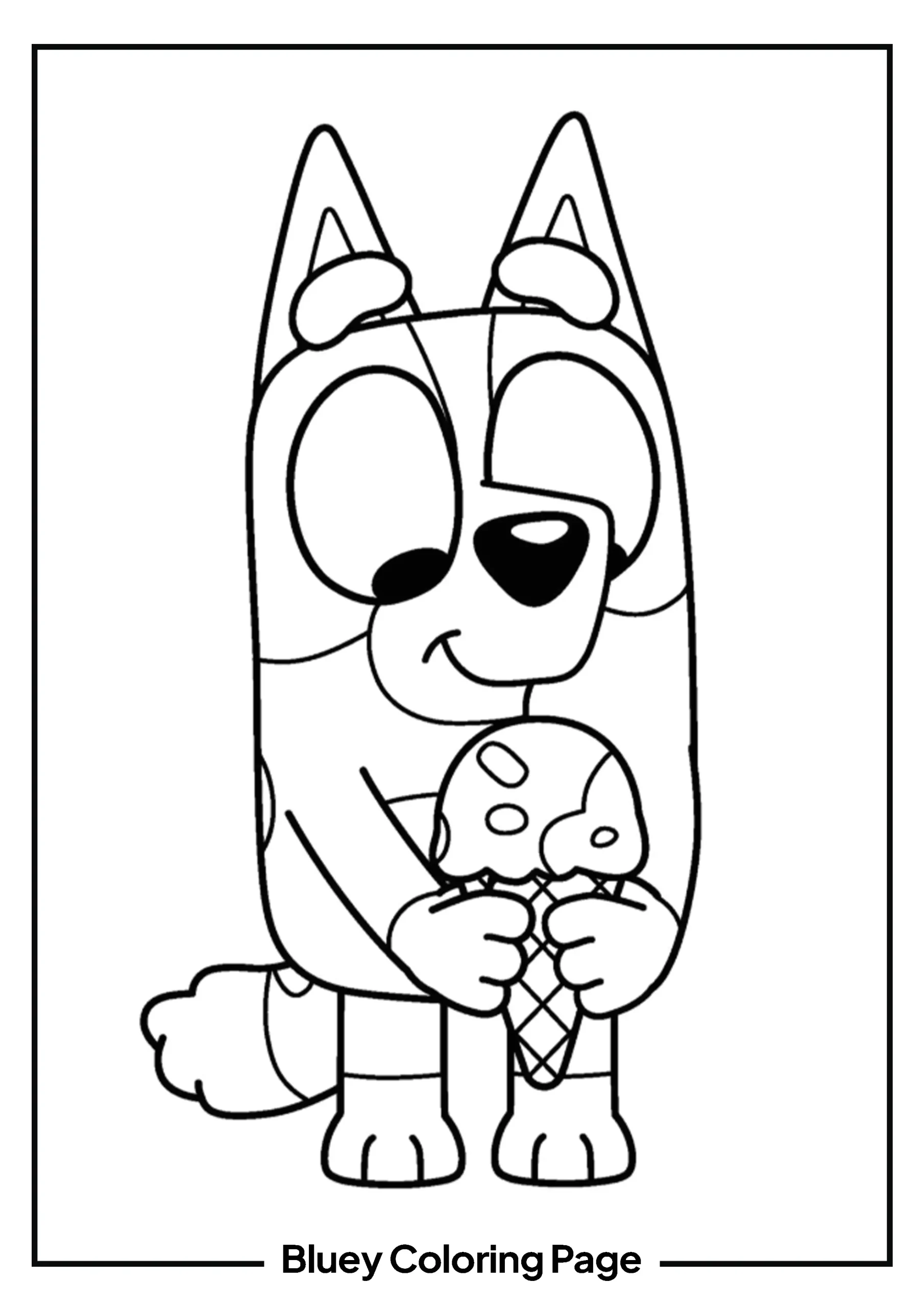 Bluey is Enjoying His Ice Cream Coloring Sheet Printable