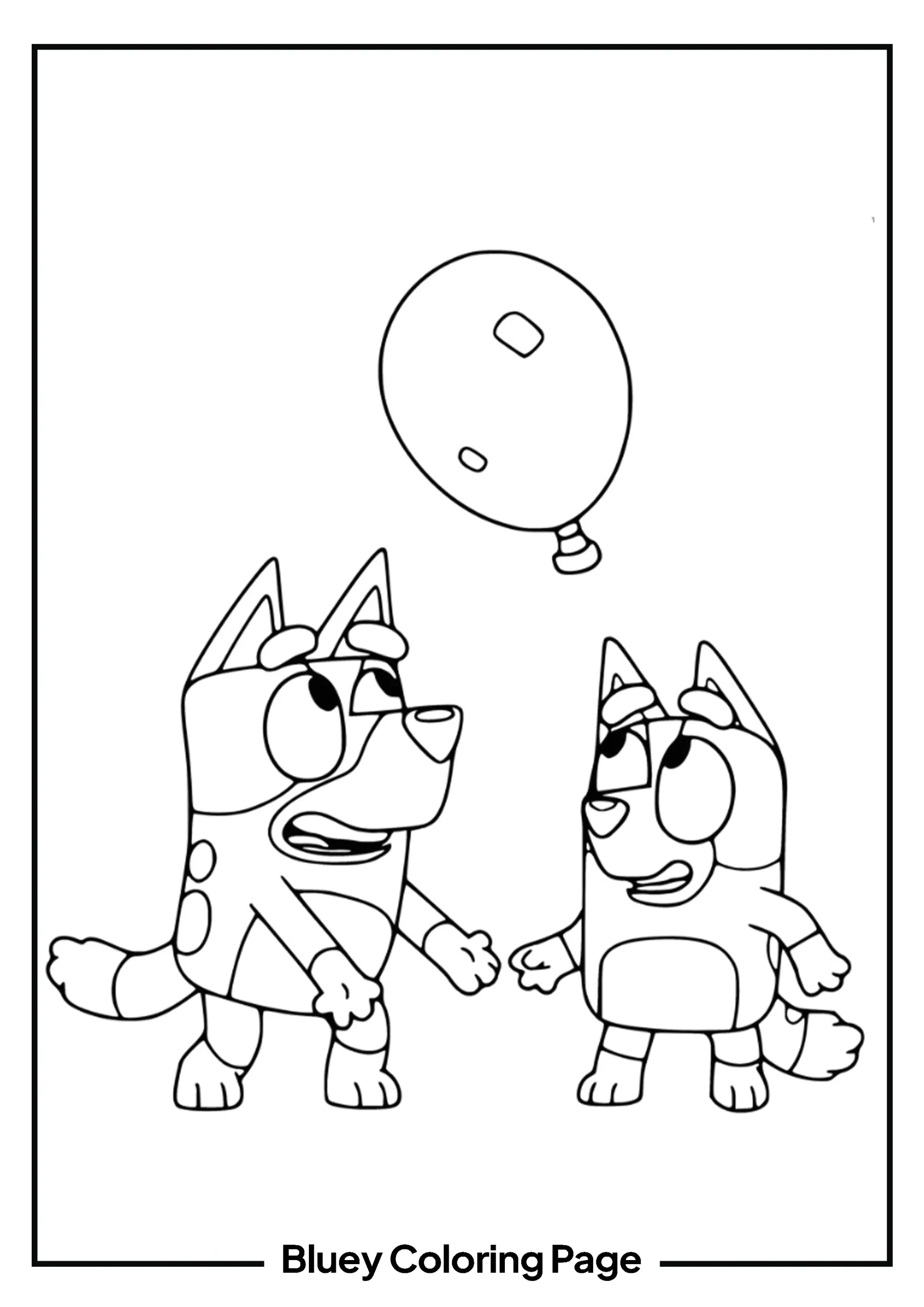 Bingo & Bluey are Playing With the Balloon-  Bluey coloring page