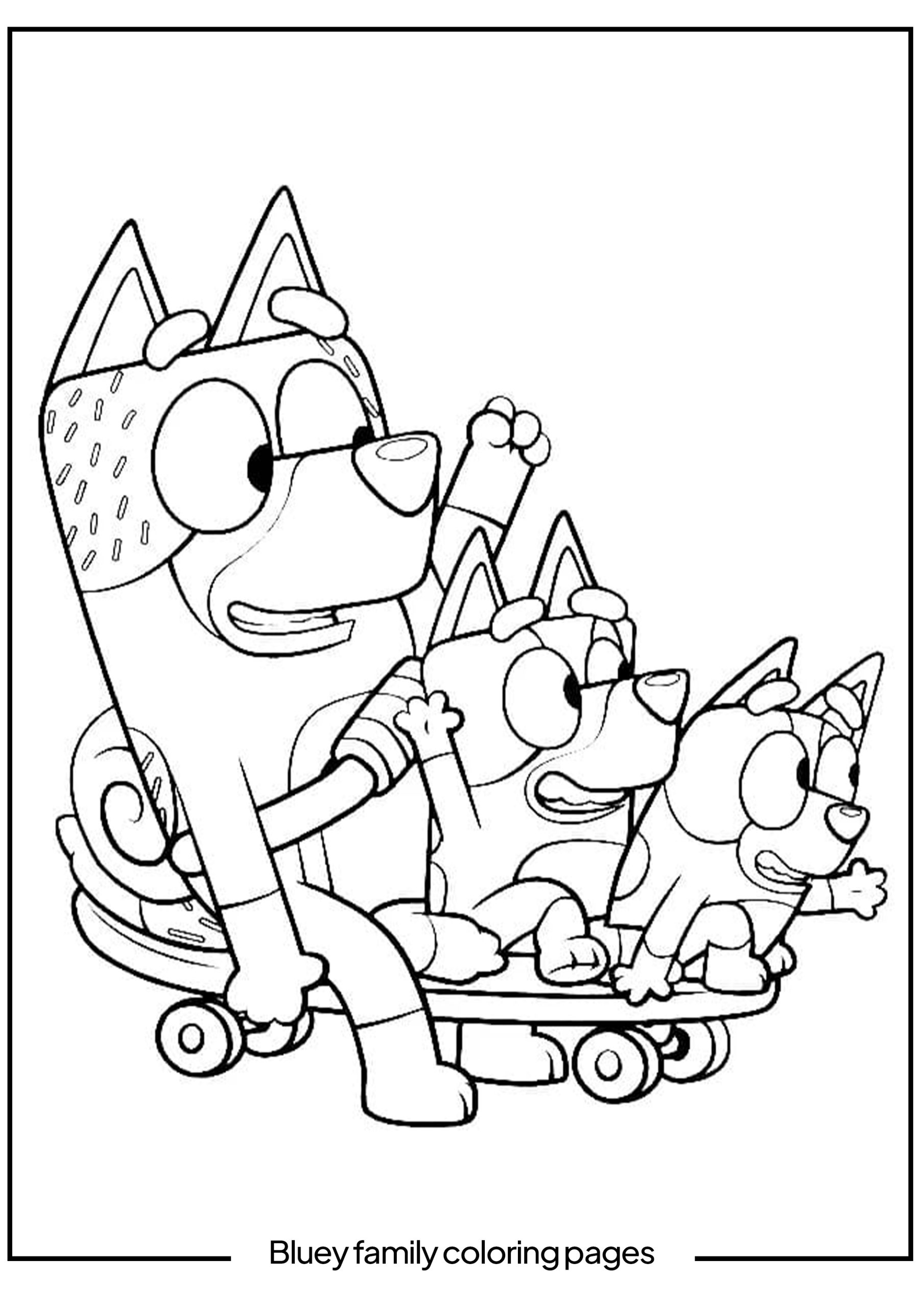 Mort Cattle Participating in Games of Bluey & Bingo, Bluey Family Coloring Sheet
