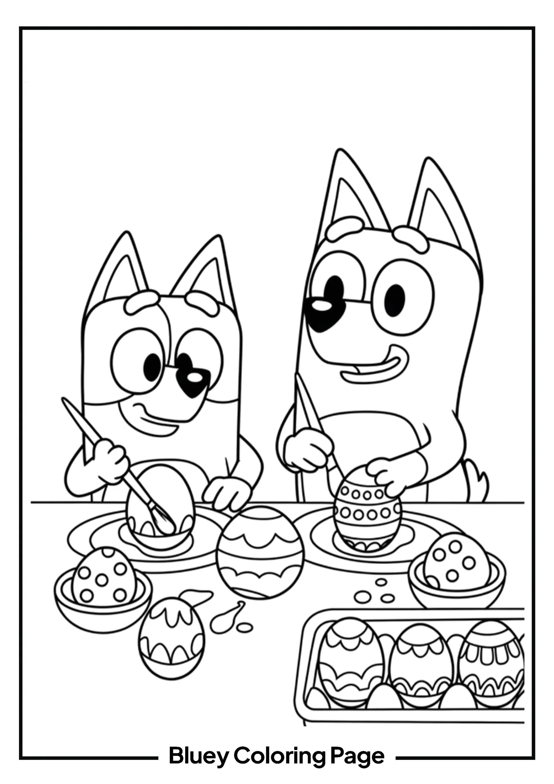 Bingo & Bluey are painting a Portrait coloring pictures