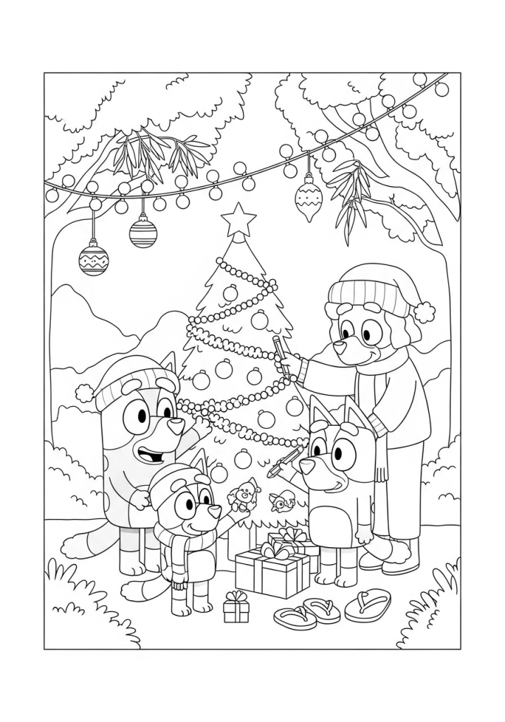 Bluey and Bingo Coloring Pages 2 Bluey Christmas Coloring Page