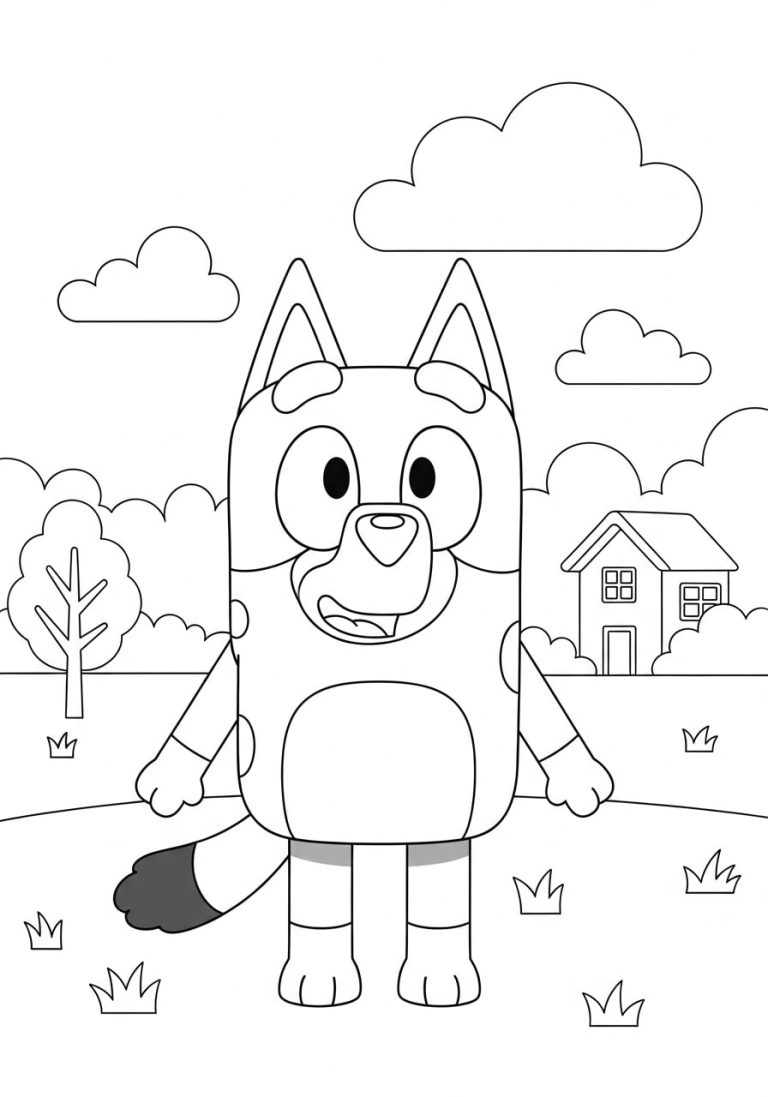 Bluey Father's Day Coloring Page Free Printable
