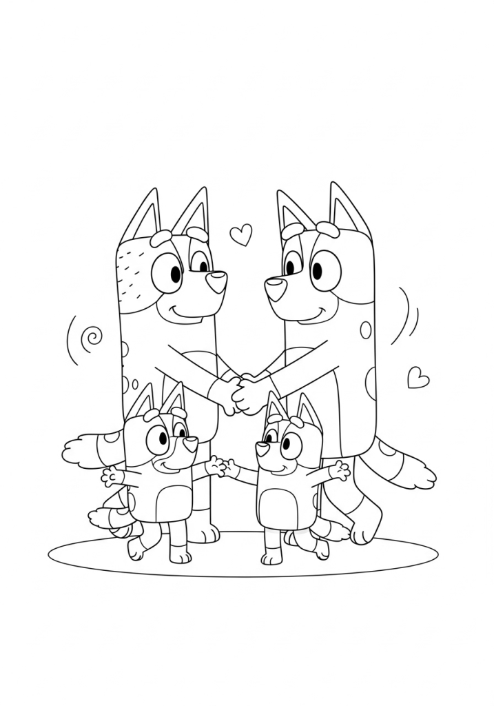 Bluey and Bingo Coloring Pages 4 Bluey Family Coloring Page