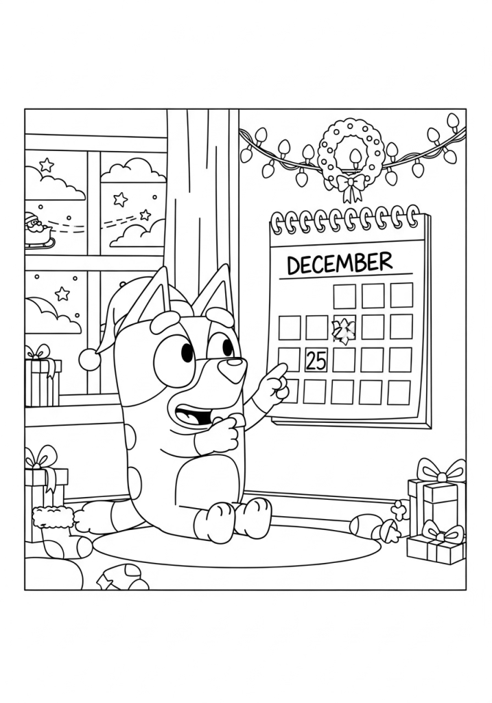 Bluey Christmas Coloring Pages – Fun for Kids of All Ages 6 Christmas Eve Countdown with Bluey