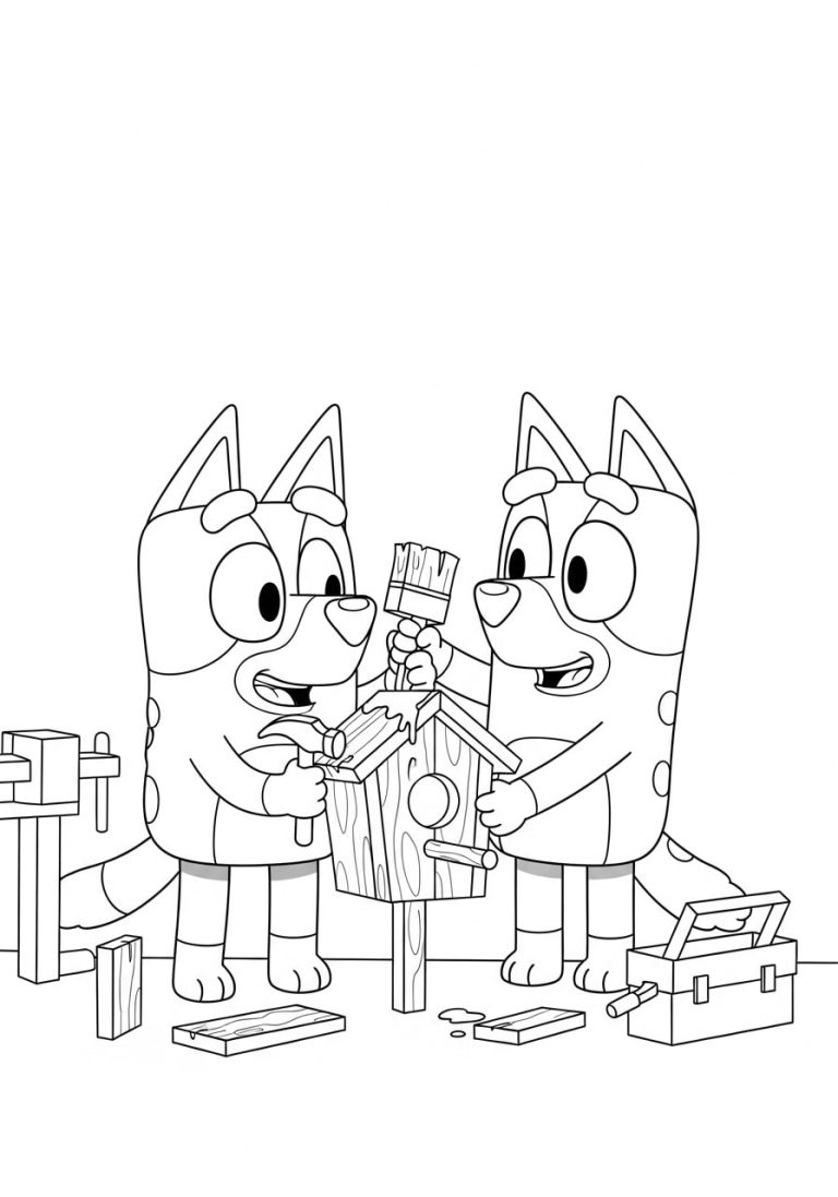 Bluey and Bandit Building Together