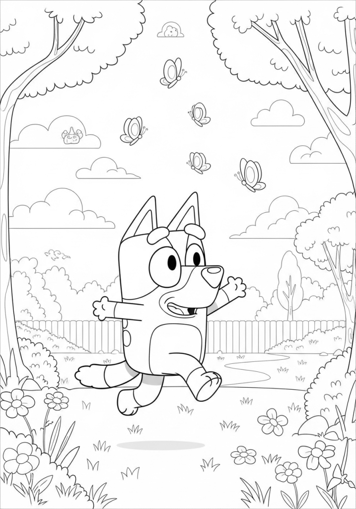 Bluey and Bingo Coloring Pages 6 Bluey Backyard Adventure Page