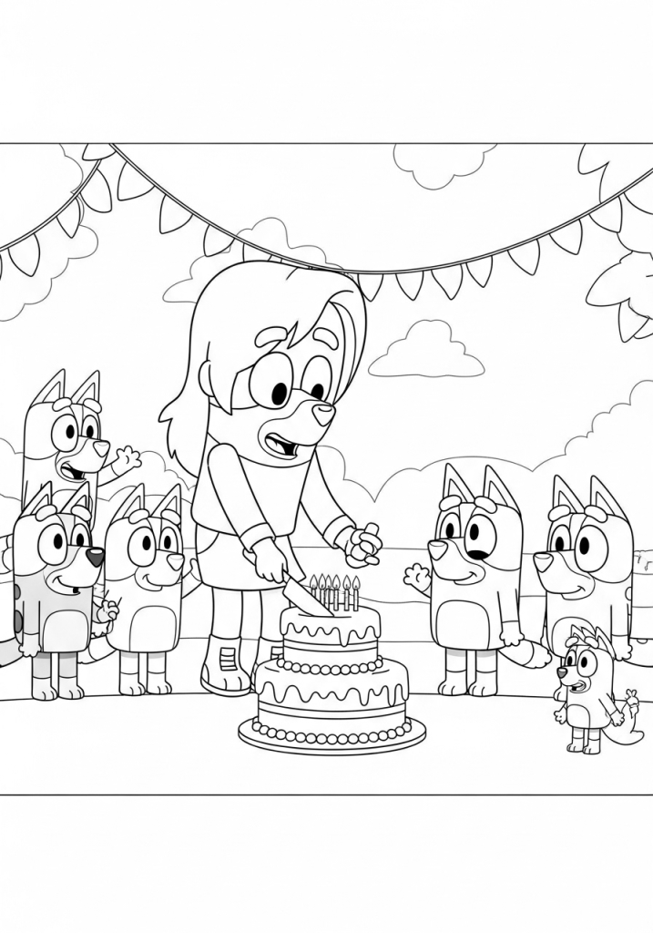 Chris Heeler Cutting Her Birthday Cake Granny Coloring Page