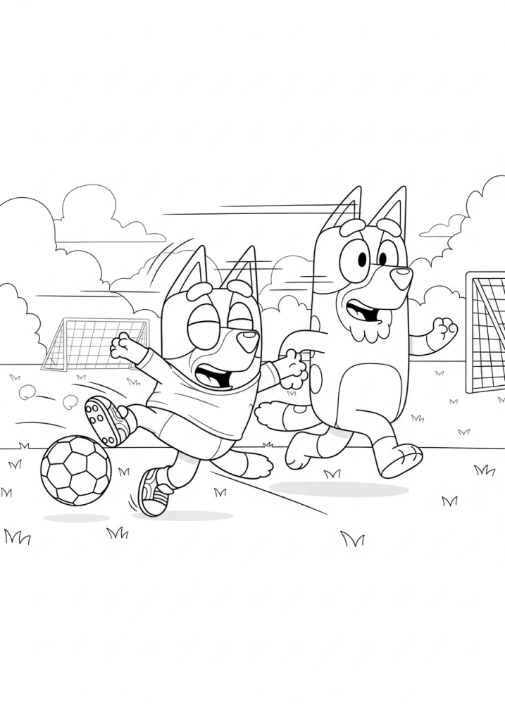 Bluey and Bingo Coloring Pages 18 Lucky Playing Sports Coloring Page