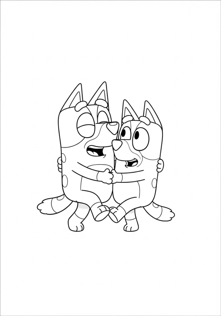 Nana & Rita are Dancing Together, Bluey Granny Printable Coloring Page