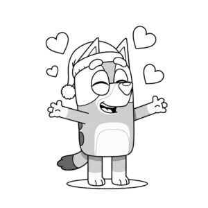 Bluey opens her arms wide, ready to give a big Valentine hug full of love and happiness