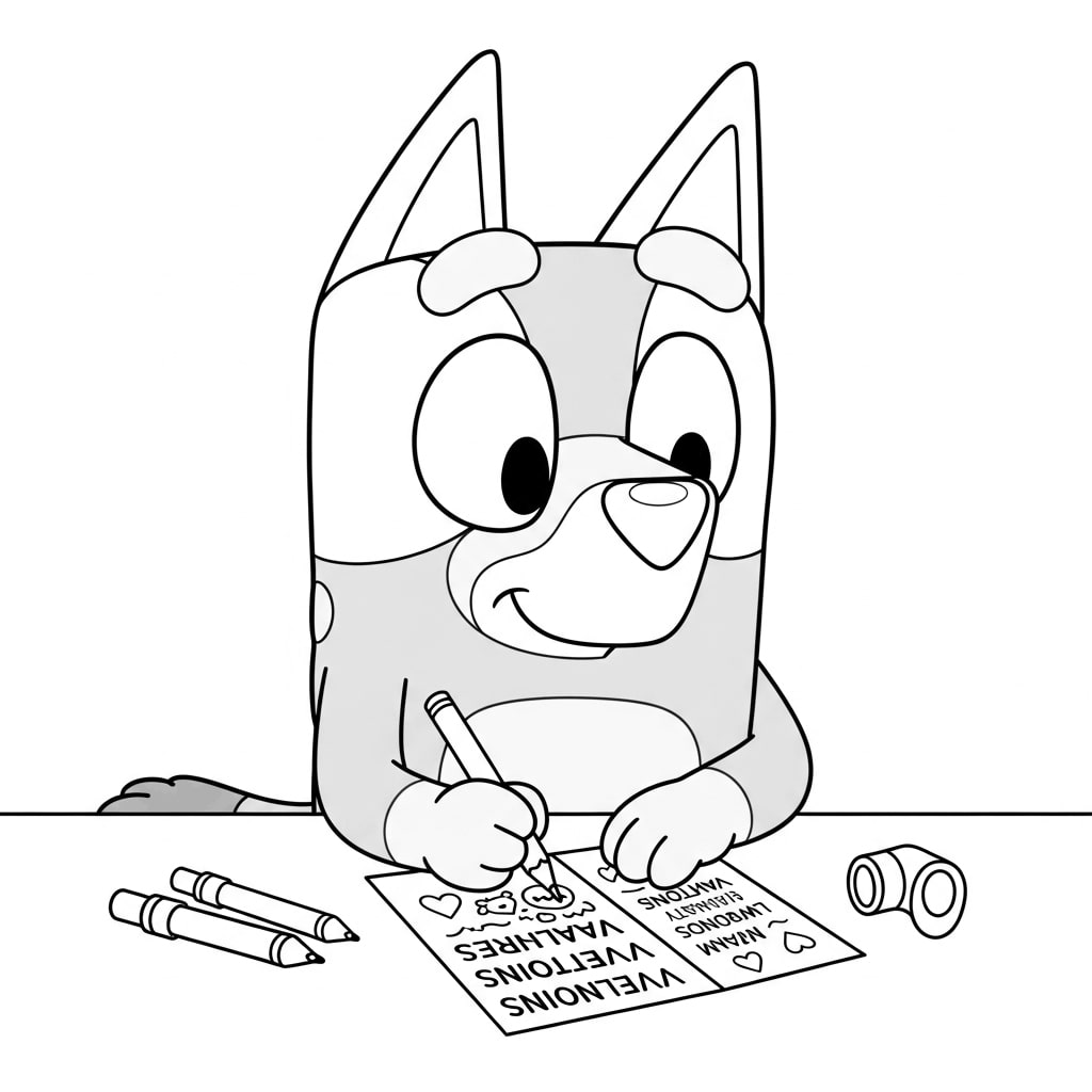 Bluey Writing a Valentine Card