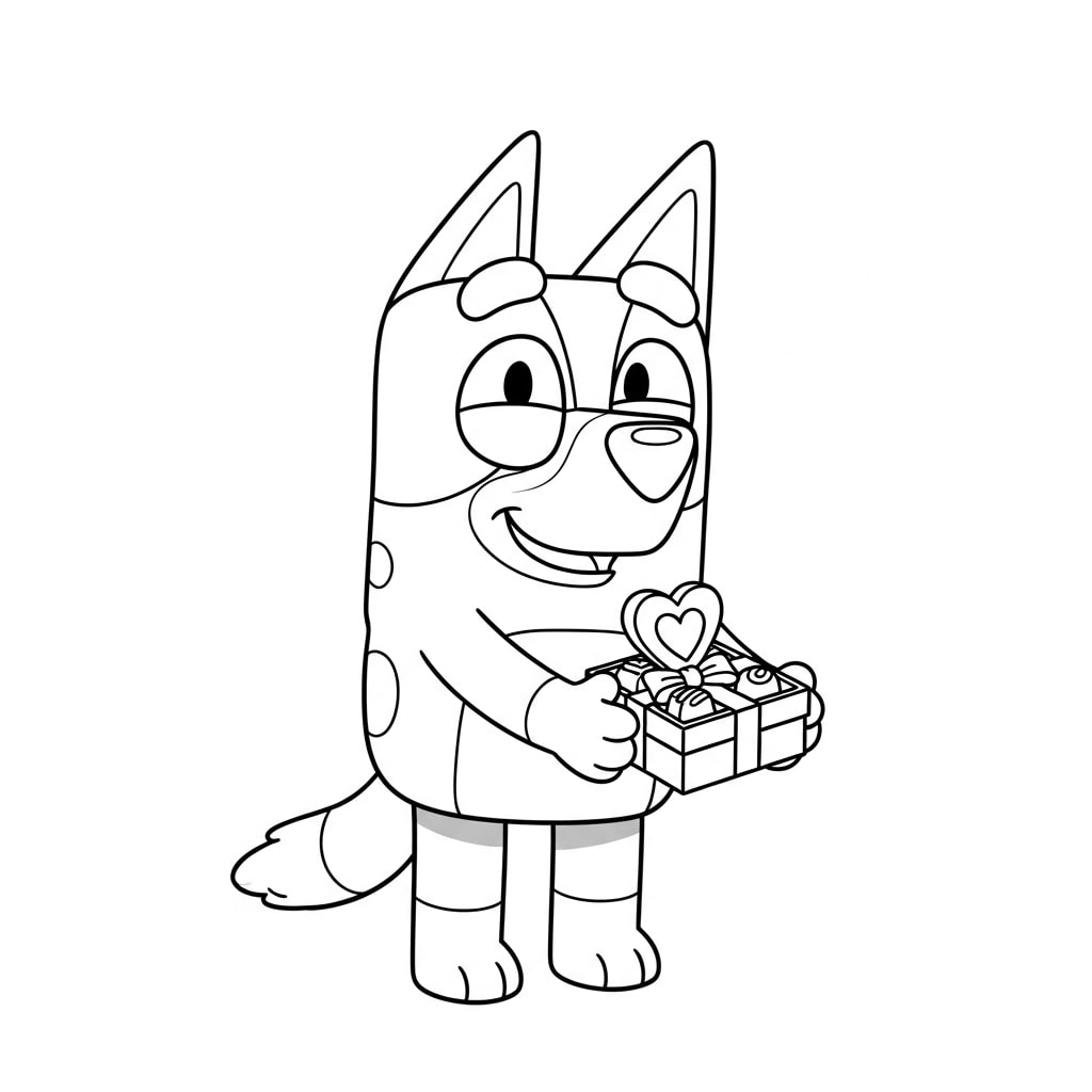  Bluey Giving Chocolate coloring pages
