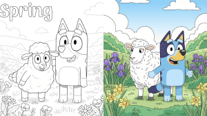 Bluey Spring Coloring pages