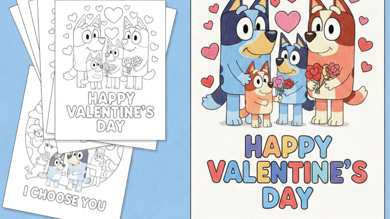 Bluey Valentines Coloring Pages