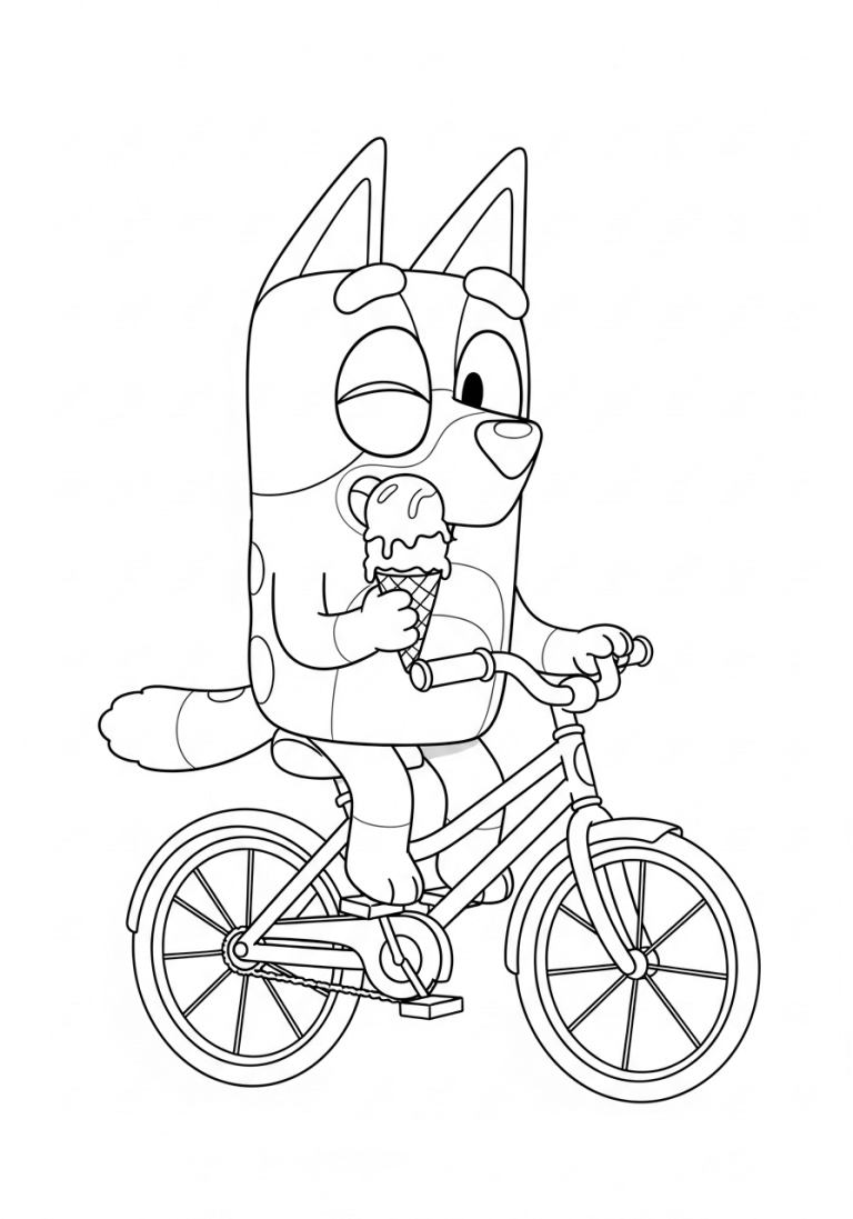 1. Bingo Eating Ice Cream Beside Her Bicycle
