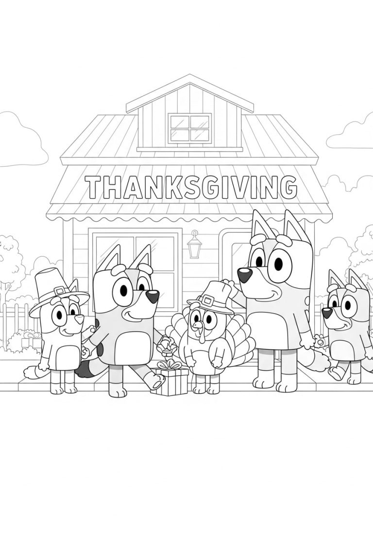 20+ bluey thanksgiving coloring pages - (free printables)
