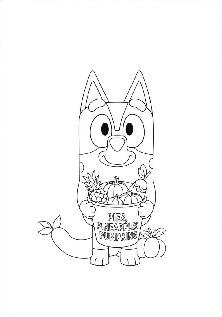 20+ bluey thanksgiving coloring pages - (free printables)