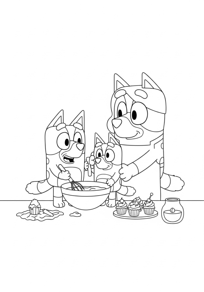 bluey mom baking cupcakes 