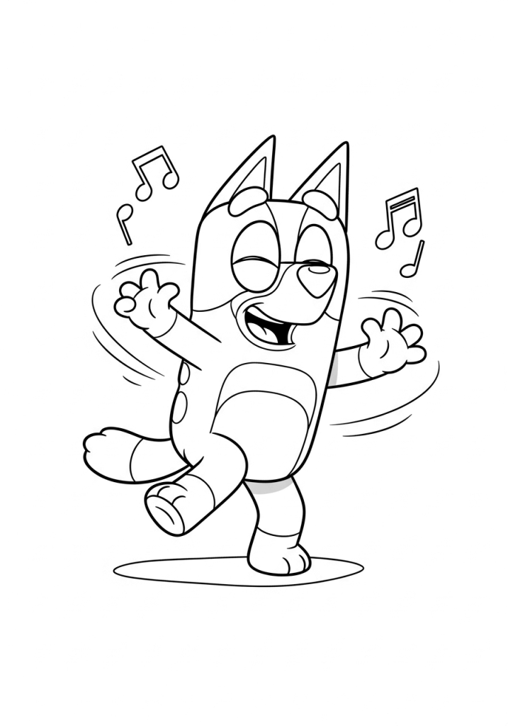 Bluey Dancing Joyfully coloring pages
