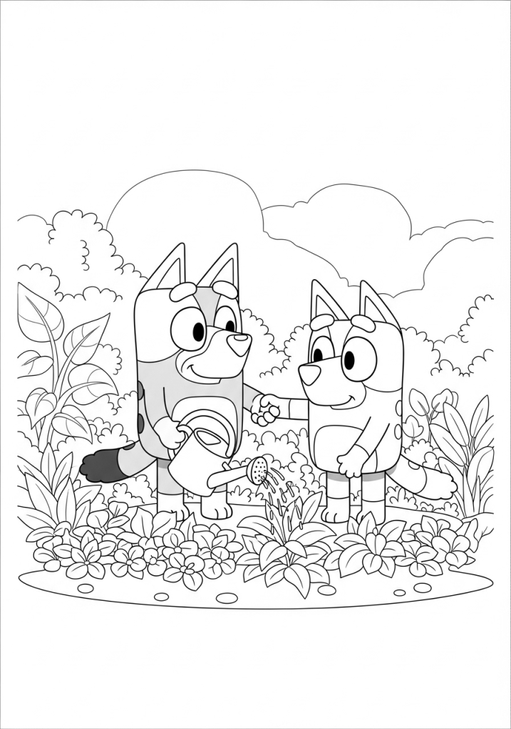 bluey helping her mom in garden