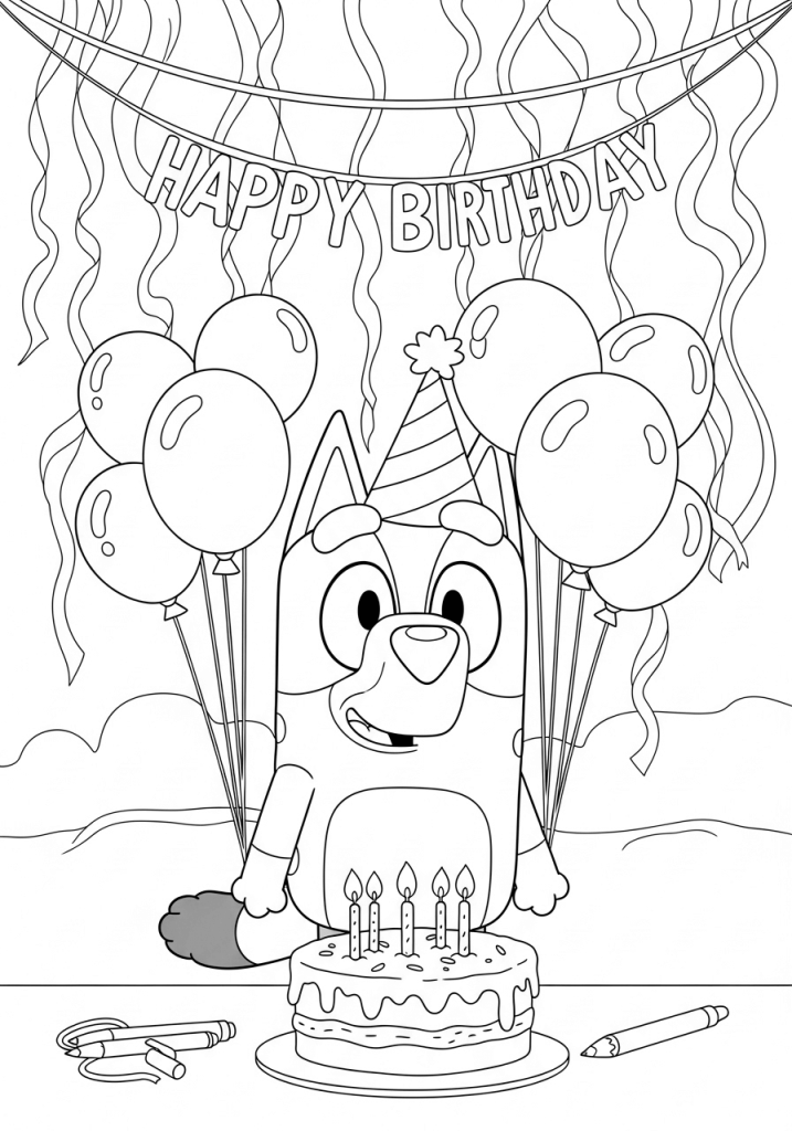 Bluey Celebrating a Birthday coloring pages
