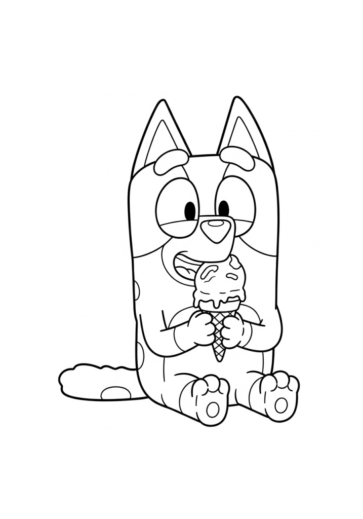 bluey eating icecream coloring pages