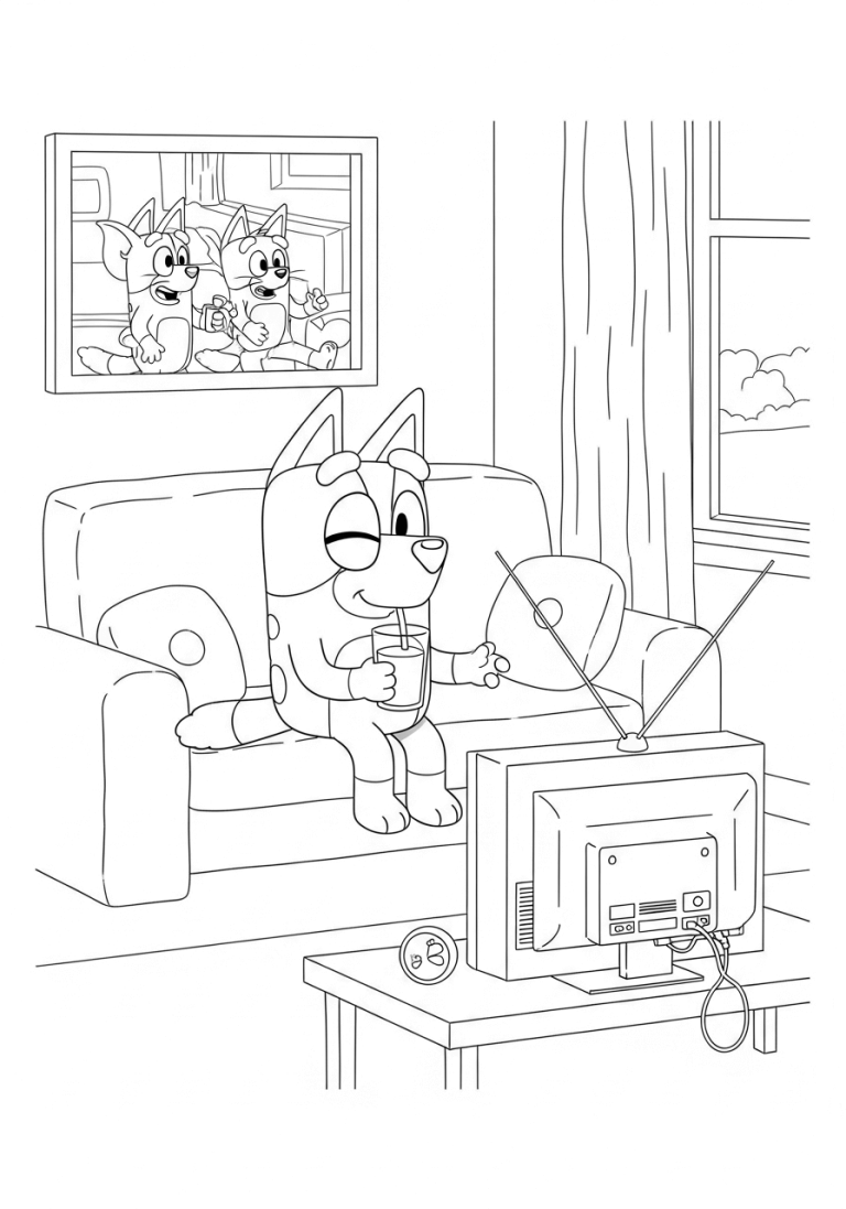 Bingo Watching TV in the Lounge
