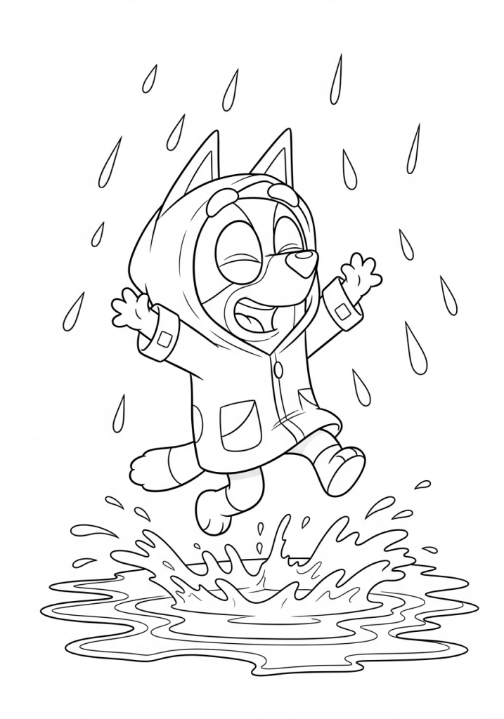 Bluey Jumping in Puddles