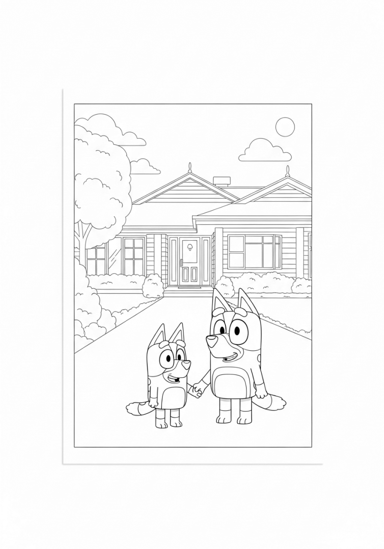 Bingo & Bluey Outside Their House
