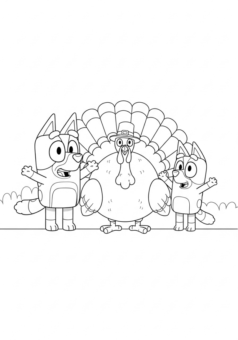 Bingo & Bluey with Thanksgiving Turkey