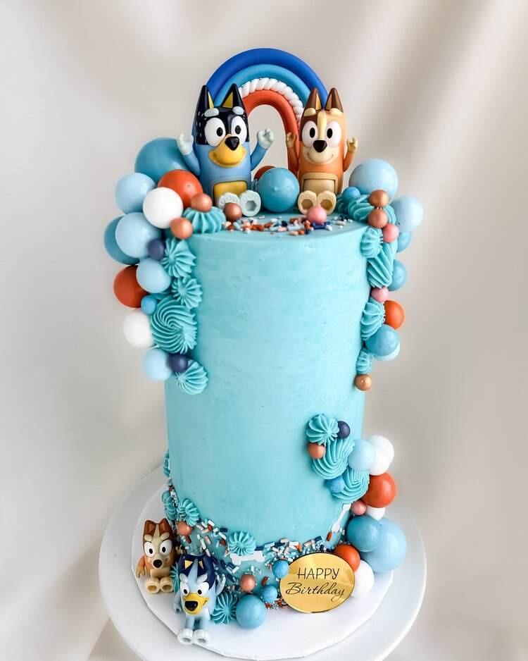 10+ Cute & Creative Bluey Cake Ideas for a Memorable Birthday Party 4 Abstract Bluey Cake for Boys or Girls